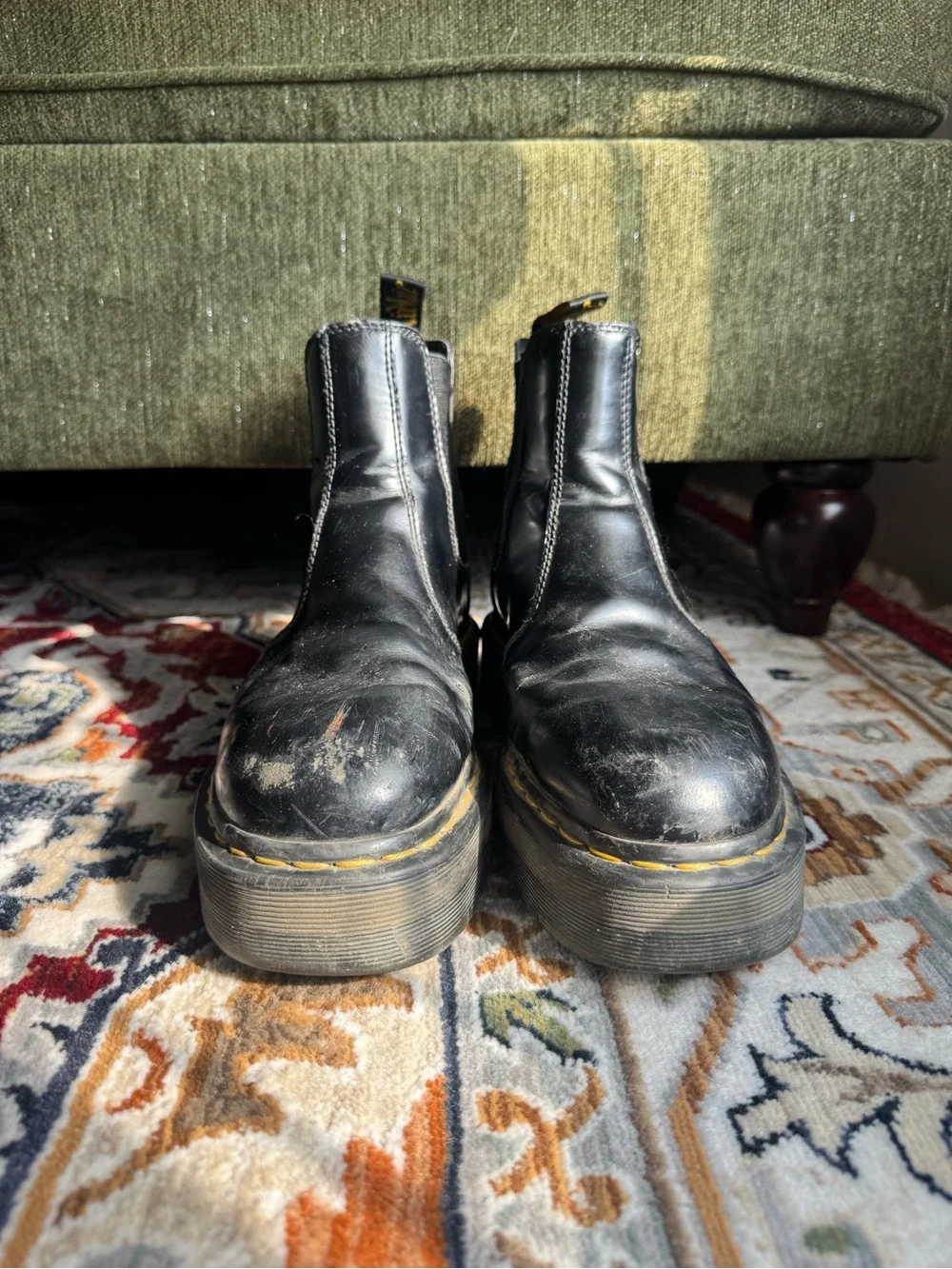 Dr Martens 2976 Quad Black Leather Platform Chelsea Boots M9 W10 EU42